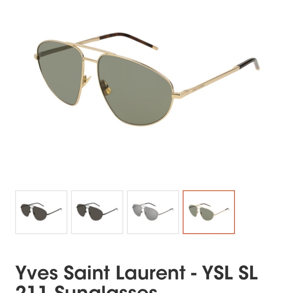 Yves Saint Laurent Gold Frame Aviator Sunglasses